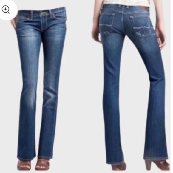 Lucky Brand Sweet N Low Boot Cut Medium Blue Wash Factory Faded Preowned Jeans - Picture 1 of 9